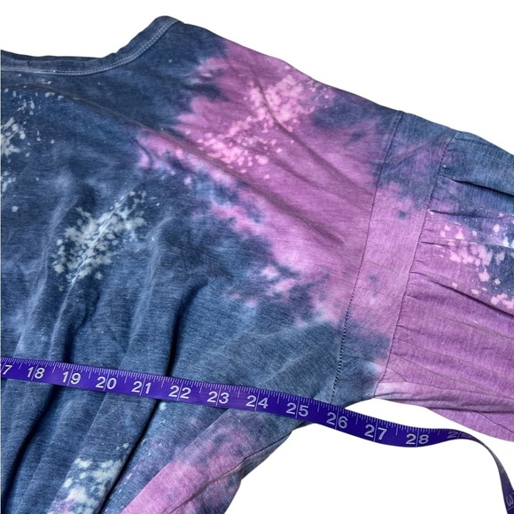 Vintage Havana Tie Dye Bishop Sleeve Drawstring Cinch Popover Lounge Top - Picture 9 of 14